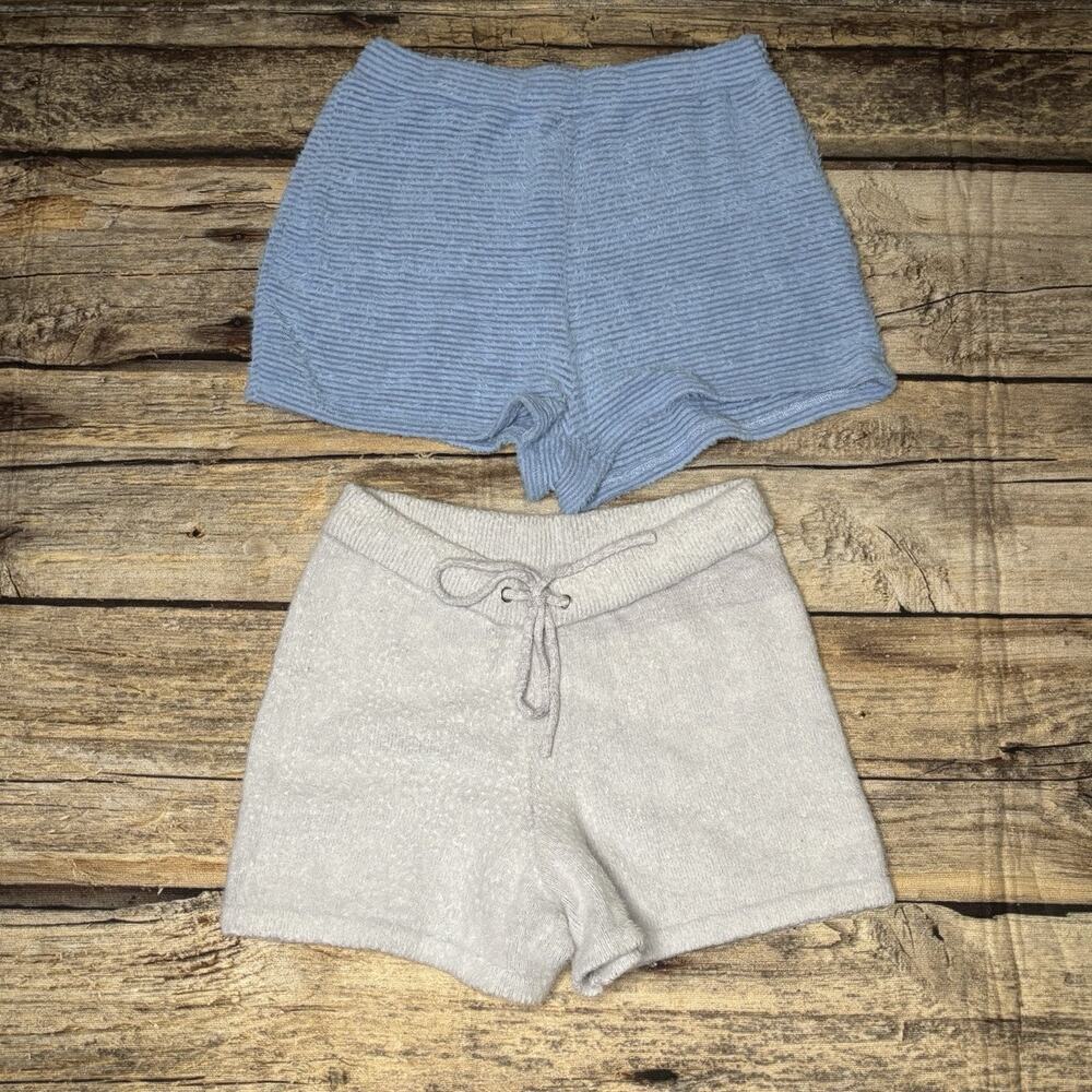 Iris Shein Womens 2 Cozy Shorts Size Large Blue Gray Lot